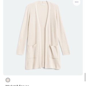 Market & Spruce Light Beige Open-Front Cardigan